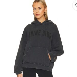 Anine Bing Harvey Sweatshirt, Dark Washed Black, M